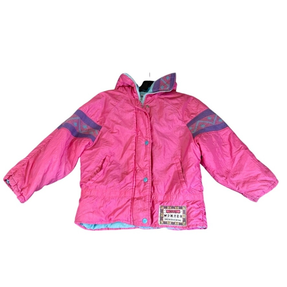 Vintage Weather Tamer Winter Pink Puffer Jacket Girls Size 8 Made in USA Retro